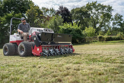 Ventrac with Gandy seeder attachment